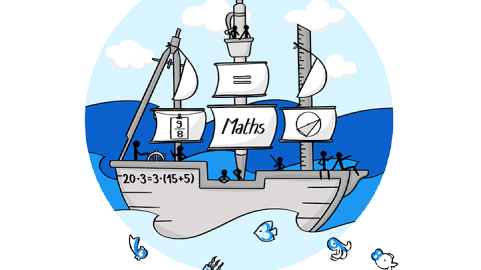 Logo di didattica della matematica inclusiva che raffigura una barca in mare a tema matematico