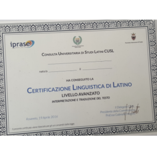 Certificazione linguistica in latino 2019
